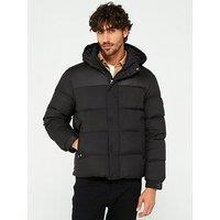 Tommy Hilfiger Gloss Shoulder Hooded Down Puffer Jacket - Black