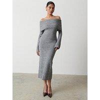 Pretty Lavish Soreya Bardot Knit Dress - Grey