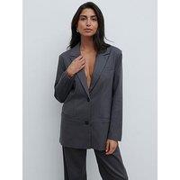 Pretty Lavish Brady Oversized Boxy Blazer - Grey