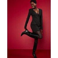 Pretty Lavish Lou Long Sleeve Embellished Trim Mini Dress - Black