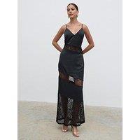 Pretty Lavish Monique Lace Inserted Slip Dress - Black