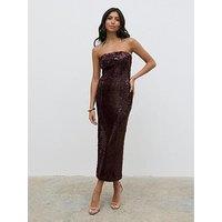 Pretty Lavish Gene Bandeau Sequin Midaxi Dress - Burgundy