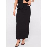 In The Style Split Midi Skirt - Black