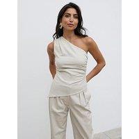 Pretty Lavish Lorna One Shoulder Ruched Top - White