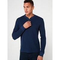 Levi'S Long Sleeve Thermal Henley T-Shirt - Dark Blue