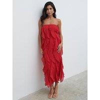 Pretty Lavish Perla Bandeau Ruffle Midaxi Dress - Red
