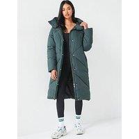 V By Very Longline Padded Hooded Coat - Green