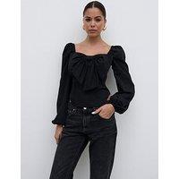 Pretty Lavish Jemima Exaggerated Bow Top - Black