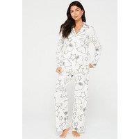 Snoopy Ladies Snoopy Long Sleeve Top And Wide Leg Pyjama Set