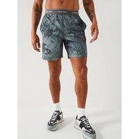 Calvin Klein Sport Waistband Logo Allover Print 7" Woven Shorts - Dark Grey