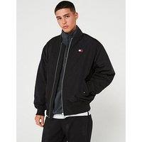 Tommy Jeans Flag Logo Nylon Bomber Jacket - Black