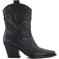 Dune London Ponty Leather Western Boots - Black