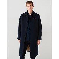 Tommy Jeans Flag Wool Overcoat - Navy