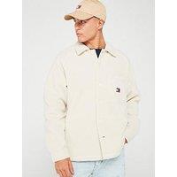 Tommy Jeans Xs Flag Logo Teddy Overshirt - Cream