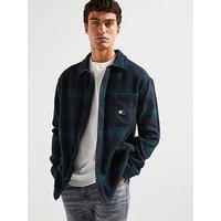 Tommy Jeans Flag Logo Check Overshirt - Dark Blue