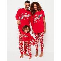 V By Very Womens Family Christmas Pj Printed Legging & Oversized Tee - Red