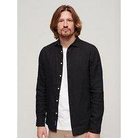 Superdry Studios Linen Long Sleeve Shirt - Black