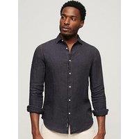 Superdry Studios Linen Long Sleeve Shirt - Dark Grey