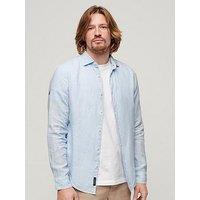 Superdry Studios Linen Long Sleeve Shirt - Light Blue