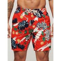 Superdry Hawaiian Print Bermuda Shorts - Dark Orange