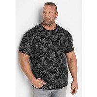 Badrhino Bad Rhino Aop Outline Leaf Short Sleeve T-Shirt - Black