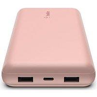 Belkin Boostcharge 20,000Mah Powerbank - 3 Port, 15W Output, Fast Charging - Rose Gold