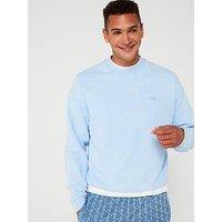 Lacoste Loose Fit Washed Effect Fleece Crew Sweat Top - Light Blue