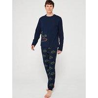 Lacoste Cotton Blend Jersey All Over Croc Pyjama Set - Navy