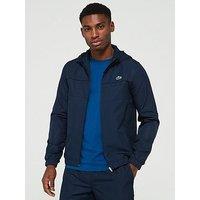 Lacoste Water Resistant Zipped Hooded Sports Jacket - Navy