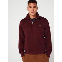 Lacoste High Neck 1/2 Zip Sweat Top - Dark Red