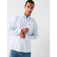 Lacoste Regular Fit Striped Oxford Pocket Detail Shirt - Light Blue