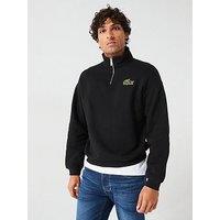 Lacoste Loose Fit 1/4 Zip Sweat Top - Black