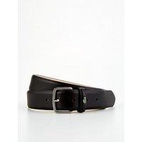 Lacoste Crocodile Accent Leather Belt - Black