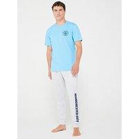 Manchester City Mens Manchester City Short Fc Sleeve Pj Set - Blue