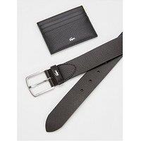 Lacoste Leather Belt/Card Holder Gift Set - Black