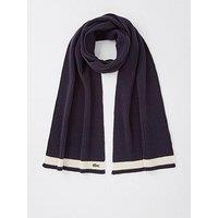 Lacoste Ribbed Wool Scarf - Dark Blue