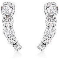 Love Gold 9Ct White Gold Cz 5-Stone Graduated Drop Earrings