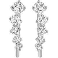 The Love Silver Collection Sterling Silver Rhodium Plated 5-Stone Graduated Cz Crawler Earrings