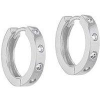 The Love Silver Collection Sterling Silver Rhodium Plated Cz 8-Stone Hoop Creole Earrings