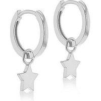 The Love Silver Collection Sterling Silver Rhodium Plated Star Huggy Earrings
