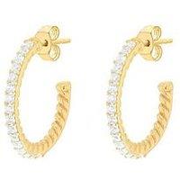 The Love Silver Collection Sterling Silver Yellow Gold Plated Cz Half-Hoop Earrings