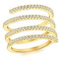 The Love Silver Collection Sterling Silver Yellow Gold Plated With Cz Spiral Ring