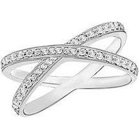 The Love Silver Collection Sterling Silver Rhodium Plated Round White Cz Crossover Band Ring