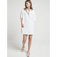 River Island Denim Button-Through Mini Dress - White