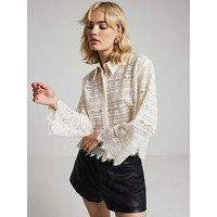 River Island Lace Cropped Shirt - Cream