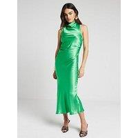 River Island Halter Cowl Neck Dress - Bright Green