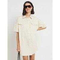 River Island Buttoned Mini Dress - Ecru