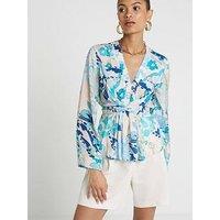 River Island Tie Front Top - Blue