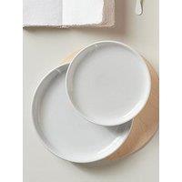 Denby Elements Set Of 4 Coupe Dinner Plates In Stone White