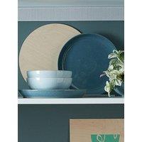 Denby Elements Set Of 4 Coupe Dinner Plates In Jade Dark Green